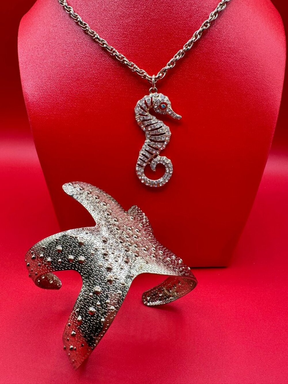 Lilly Pulitzer For Target Rhinestone Seahorse Necklace + Starfish Cuff Bracelet